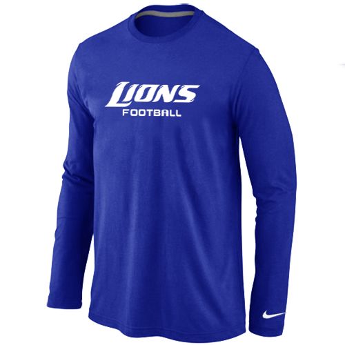 Nike Detroit Lions Authentic Font Long Sleeve NFL T-Shirt - Blue